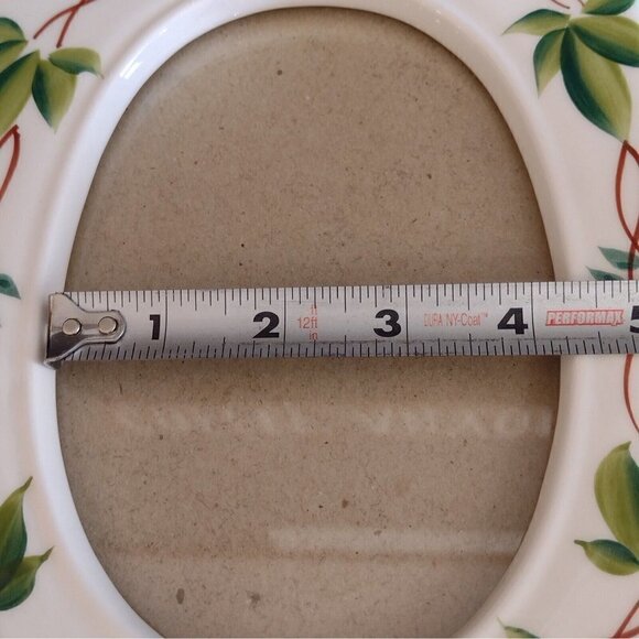 Vintage Ceramic 7" X 9" Frame Hand Painted Leaf Green Ivy Design Oval Photo - Picture 3 of 5